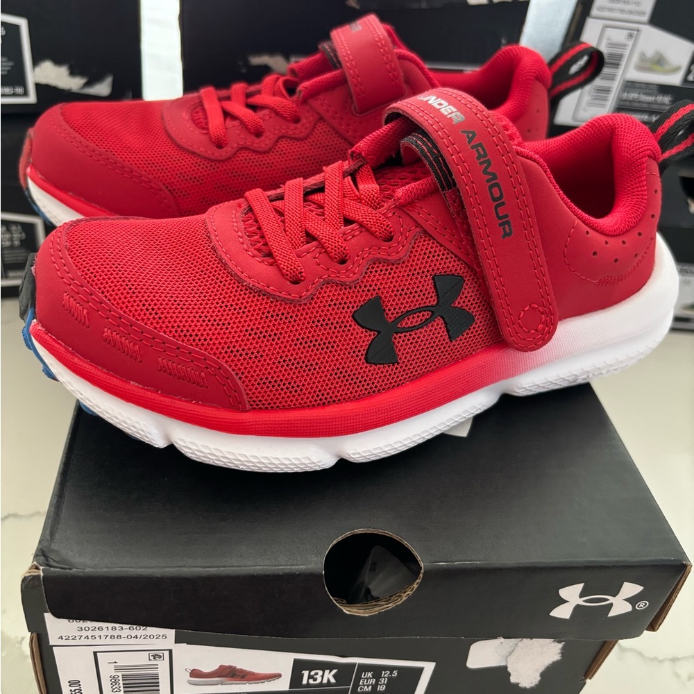 Under Armour Kids Red Sneakers with Black Accents